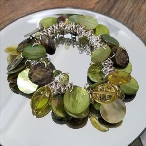 MOP Neon Peridot Green Fashion Stretch Bracelet from London